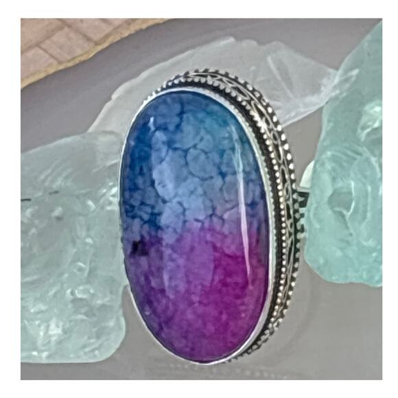 925 Sterling Rainbow Quartz Ring Size 7 - Picture 2 of 5